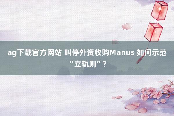 ag下载官方网站 叫停外资收购Manus 如何示范“立轨则”?