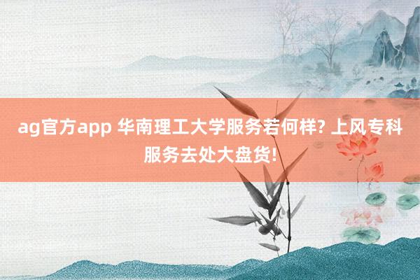 ag官方app 华南理工大学服务若何样? 上风专科服务去处大盘货!