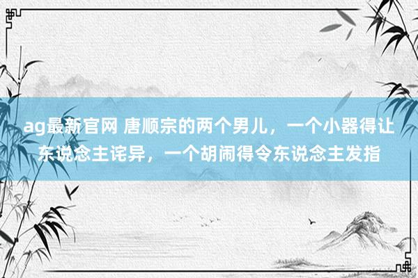 ag最新官网 唐顺宗的两个男儿，一个小器得让东说念主诧异，一个胡闹得令东说念主发指