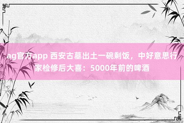 ag官方app 西安古墓出土一碗剩饭，中好意思行家检修后大喜：5000年前的啤酒
