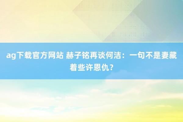 ag下载官方网站 赫子铭再谈何洁：一句不是妻藏着些许恩仇？