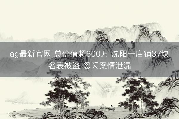 ag最新官网 总价值超600万 沈阳一店铺37块名表被盗 忽闪案情泄漏